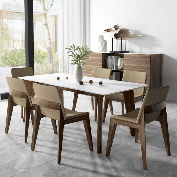 Scandinavische stijl linnen stof eetkamerstoel stoere stoelen met achterste rug (set van 4)