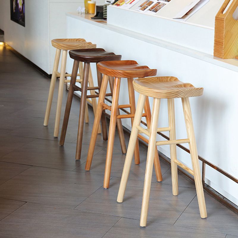 Modern Armless Backless Counter Stool Wood Bar Stool with Pedal for Indoor