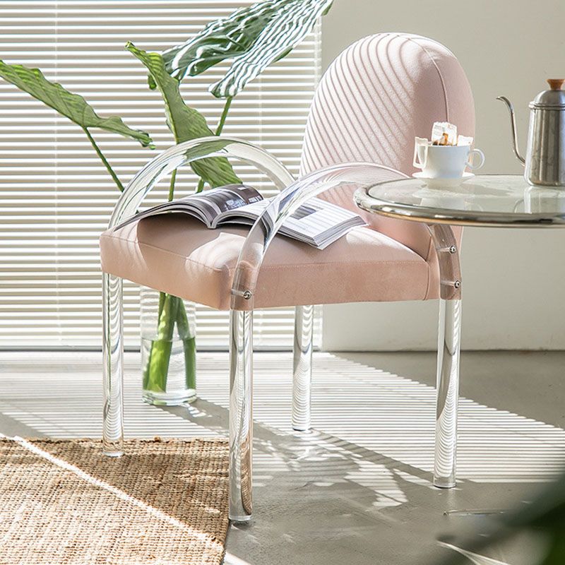 Velvet Matte Finish Dining Chair Designer Style Home Solid Back Arm Chair