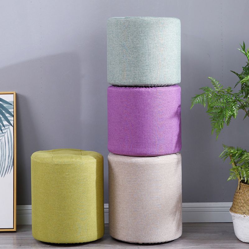 Modern Cotton Pouf Round Stain Resistant Solid Color Pouf for Living Room