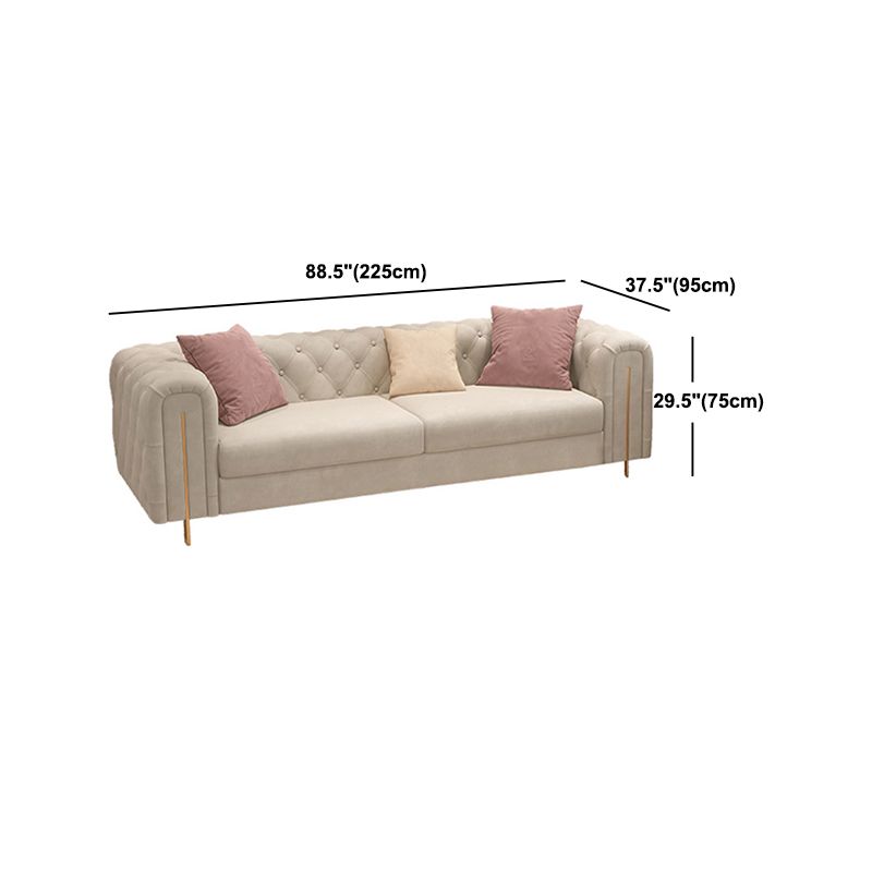 Tuxedo Arm Sofa Contemporary White Sofa with Tufted Split-Back