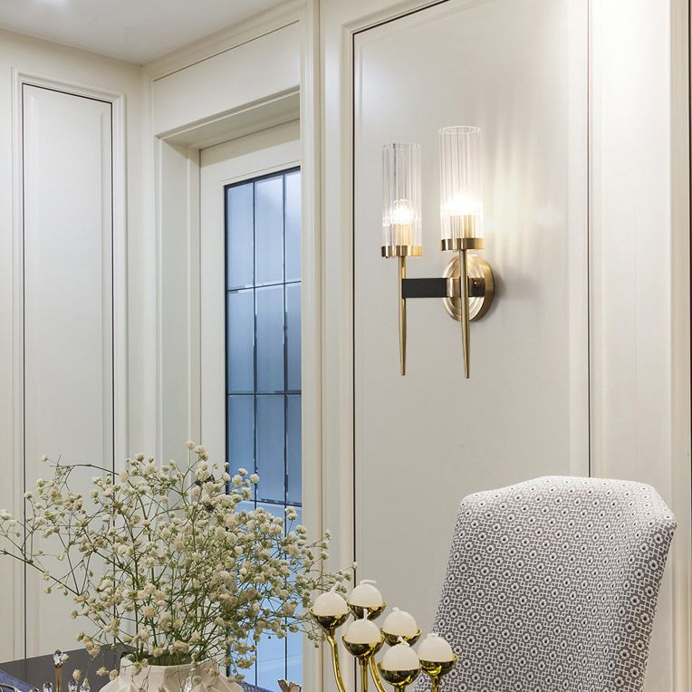 Postmodern Cylindrical Wall Mounted Lighting Clear Glass Wall Mount Lamp for Living Room