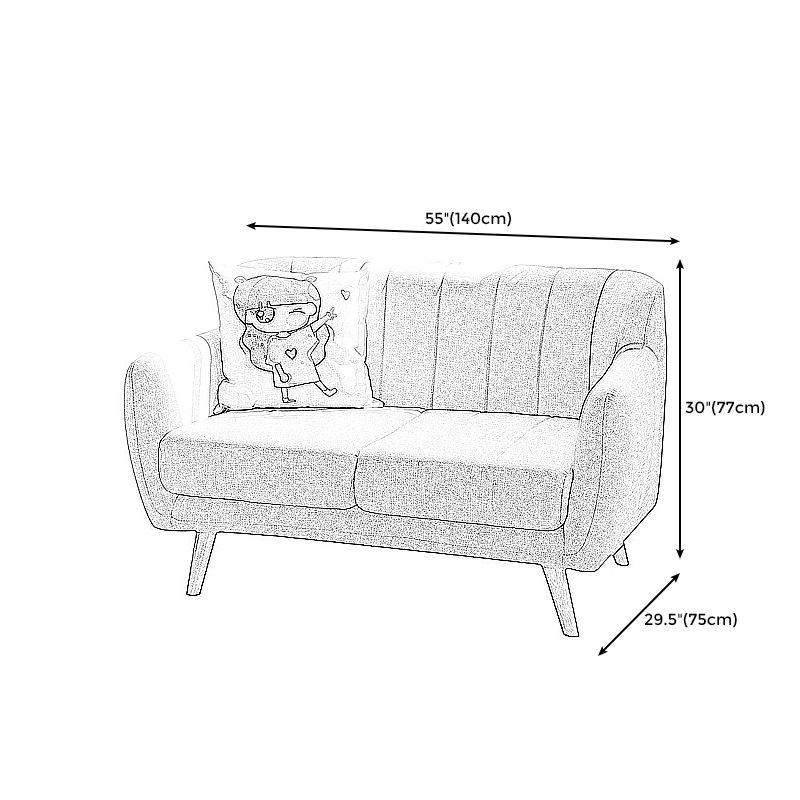 Cotton Blend Pillows Tuxedo Arm Settee Loveseat for Two People