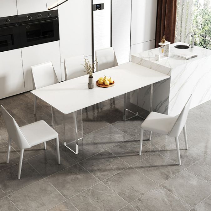 Acrylic Contemporary Rectangular Dining Table Sintered Stone Table with Acrylic base