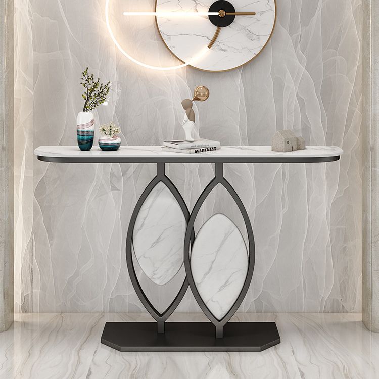 Stone Top Accent Console Table Antique Gold Console Table with Metal Leg