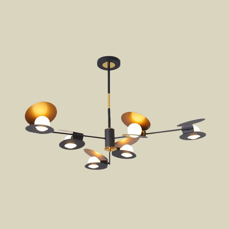 Lampadario a forma di cucciolo a forma di cozze ferro contemporaneo 6/8-bulb lampada sospensione del soggiorno in blu/nero e oro