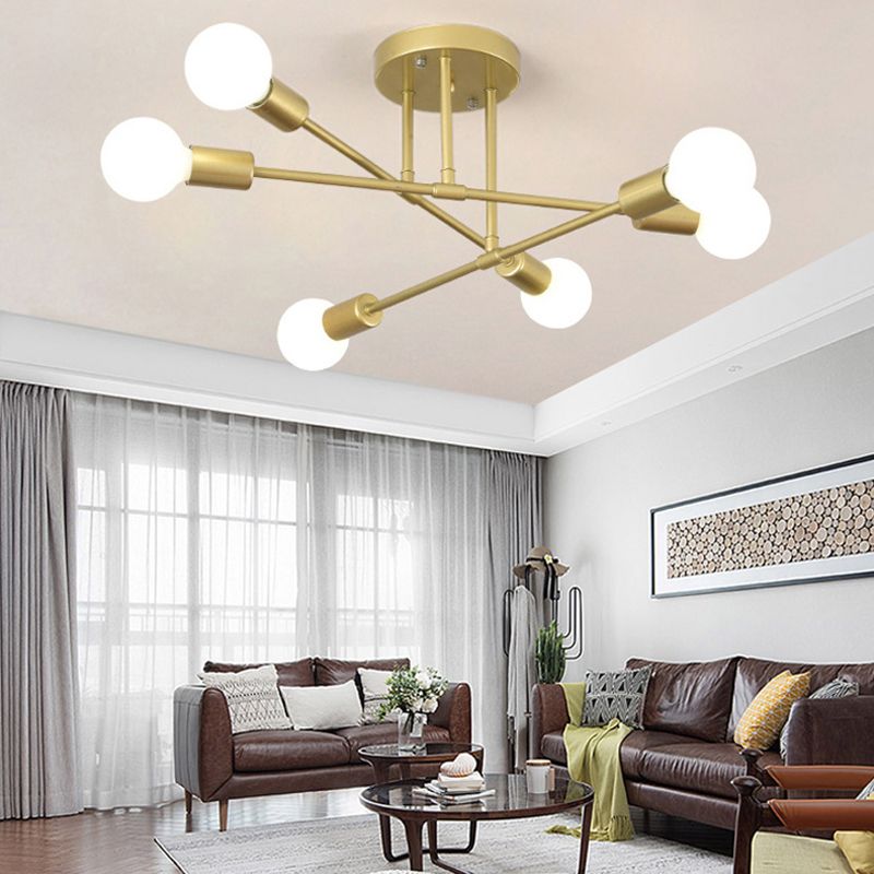 Sputnik Semi Flush Light Fixture Minimalist Style Metal Semi Flush Mount Ceiling Fixture