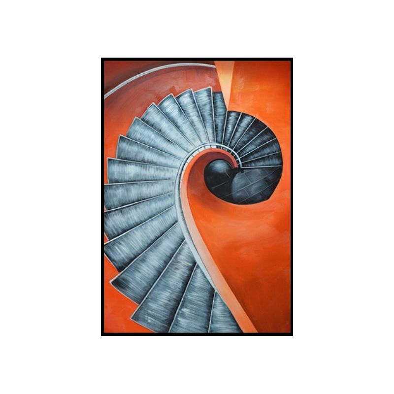 Orange Spiral Staircase Canvas Art Architecture Nordic Textured Surface Wall Decor