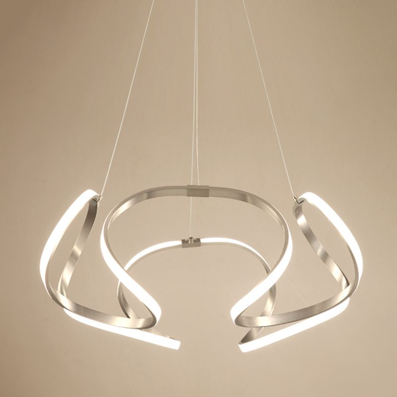 Twisted Shade Chandelier Light Modern Metal 1 Light Chandelier Lighting Fixture in Chrome