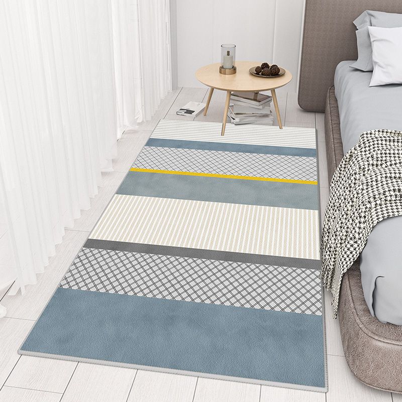 Gray Black Modern Rug Polyester Graphic Rug Non-Slip Backing Rug for Living Room