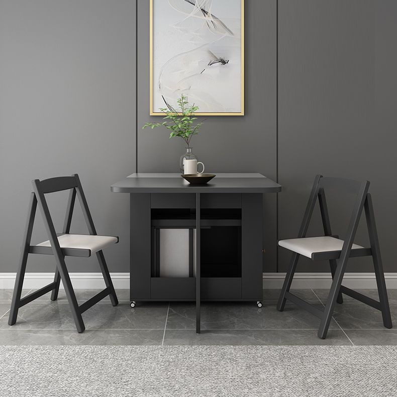 Modern Style Traditional Height Dining Set with Drop Leaf Table and Trestle Base for Home Use