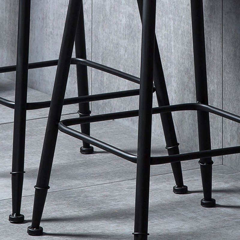 Contemporary Metal Dining Stools Round Bar Stools with Footrest