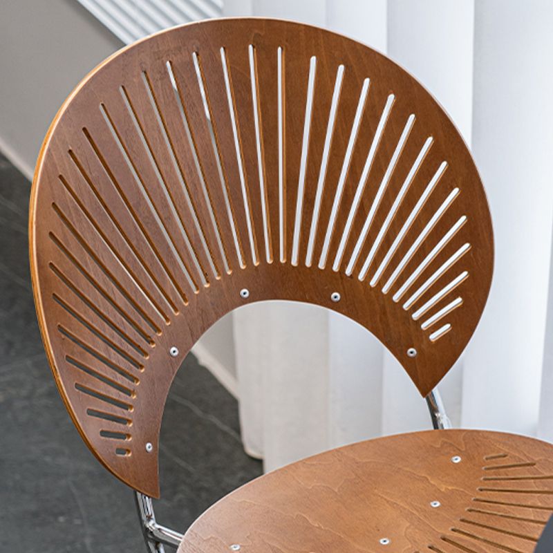 Contemporary 45" Height Wooden Backrest Counter High Stool with Metal Base