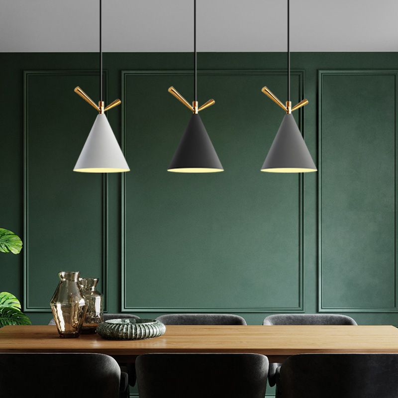 Modern Cone Shade Island Pendant Light 3-Light Ceiling Light with Metal Shade