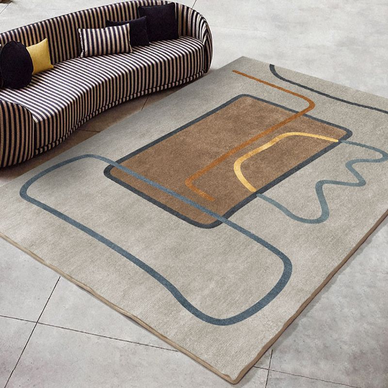 Geometric Area Rug Modern Contrast Panel Rug Polyester Stain Resistant Carpet for Living Room