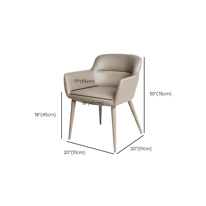 Contemporary Faux Leather Arm Dining and Accent Chairs in Gray