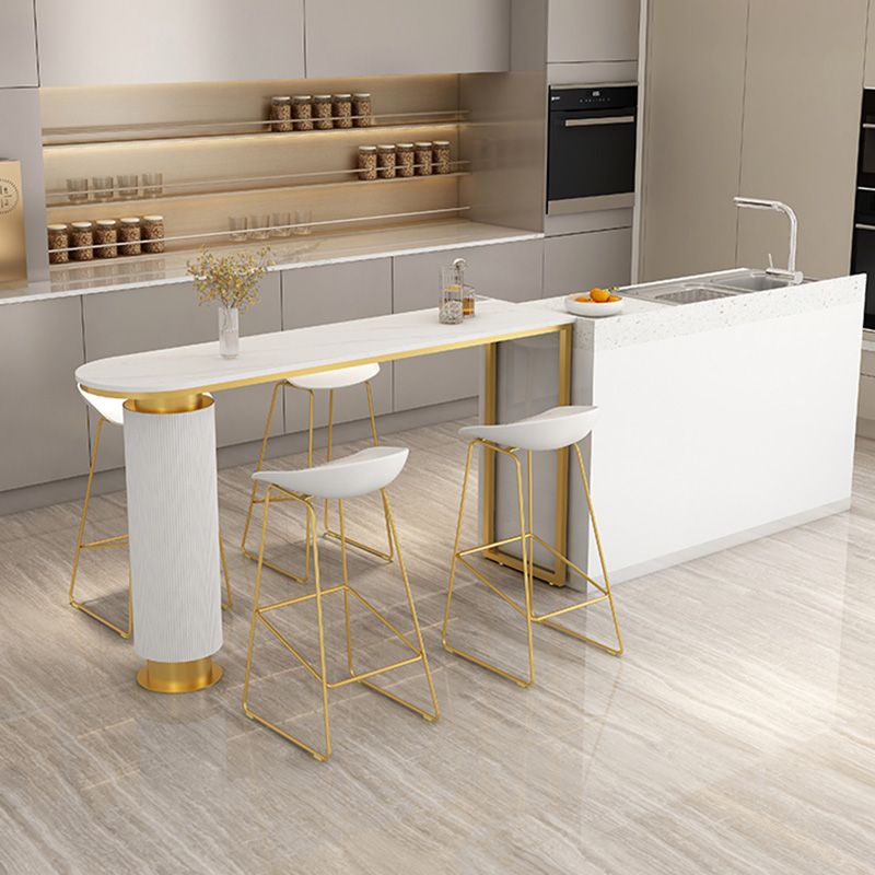 Glam Style Plastic Counter Stool Bucket Bar Stool with Metal Legs