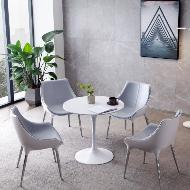 Silla de comedor estilo moderno Sillas auxiliares con brazo de cocina y patas de metal (juego de 2)