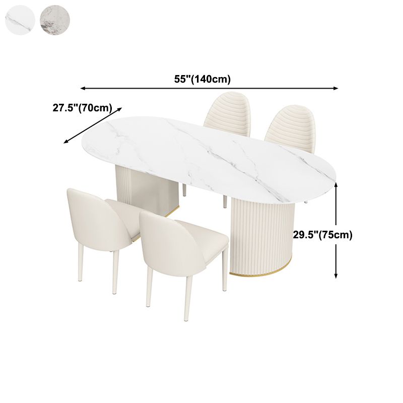 Traditional Luxury Dining Table Oval Dining Table with Double Pedestal Base