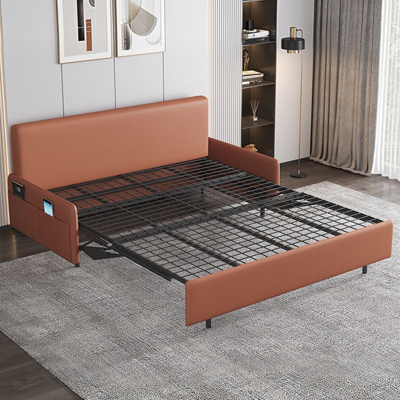 38.58" W Contemporary Faux Leather Armless Sofa Bed for Living Room