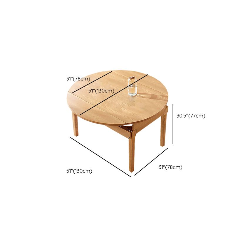 Contemporary Extendable Round Dining Table with Wooden Drop Leaf