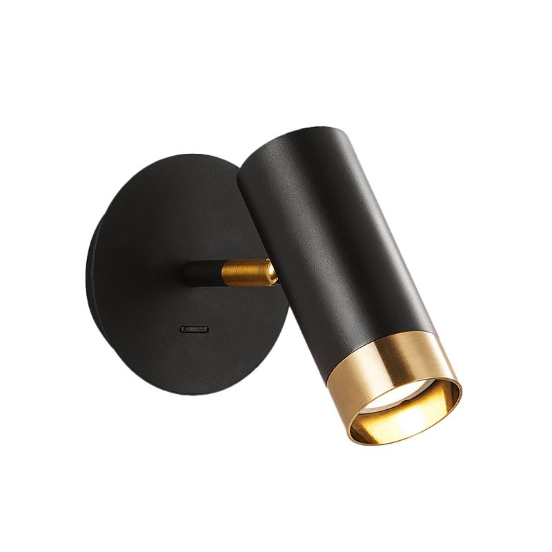 Nordic Style Iron Wall Light Cylinder Shape Rotatable Wall Lamp for Bedroom