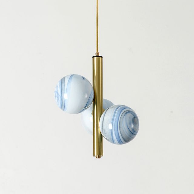 Moderno lampadario lineare minimalista lampadario sferico in vetro smerigliato 3 lampadario soffitto leggero
