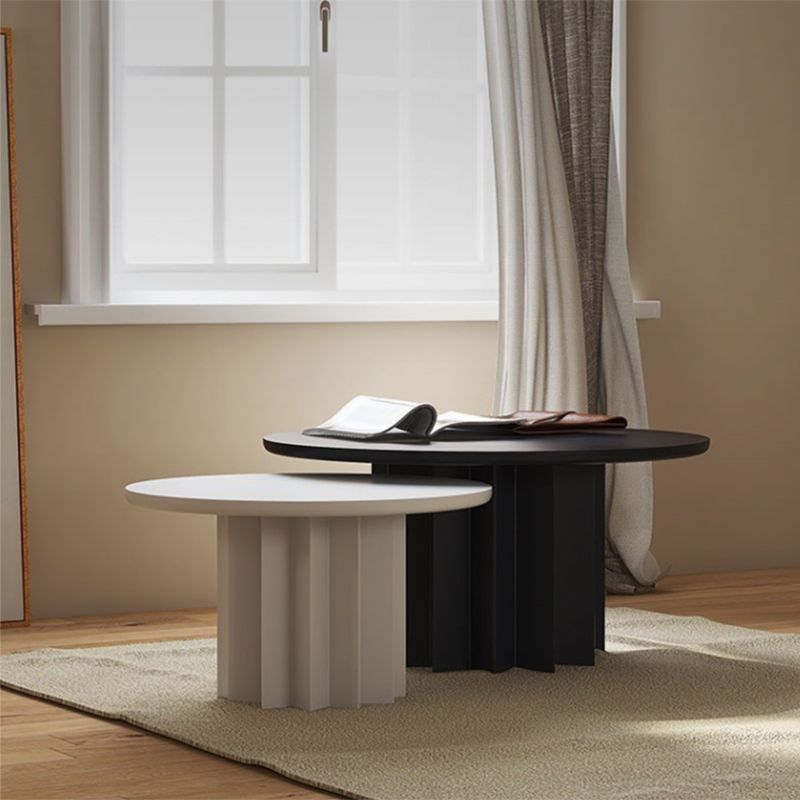 Contemporary Cocktail Table Solid Wood Round Pedestal Single Coffee Table