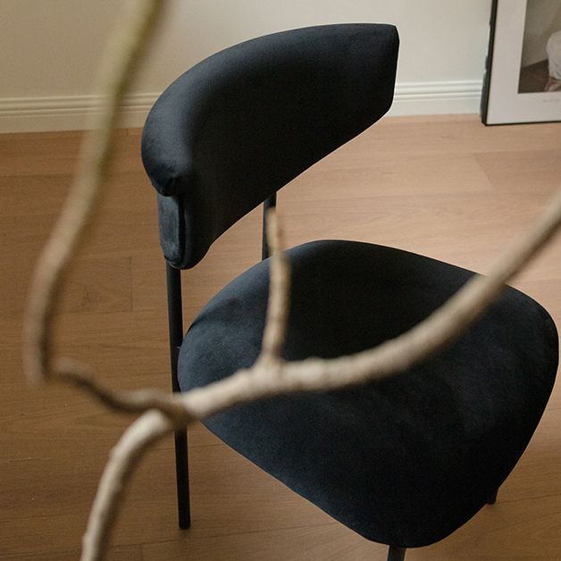 Nordic Armless Backrest Cushion Chair with Metal Legs for Dining Room
