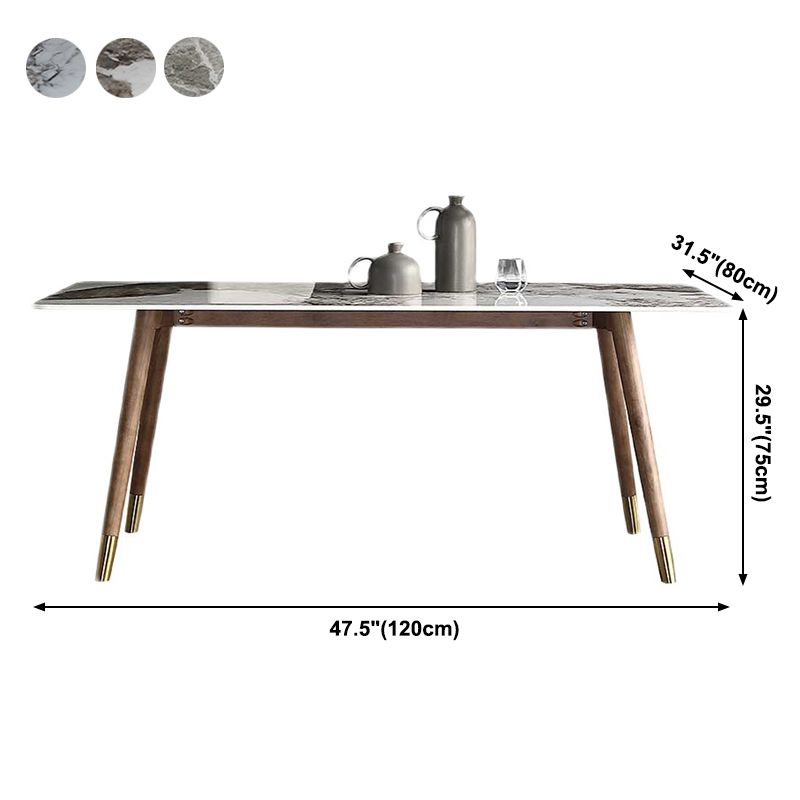 Mesa de comedor rectangular Colección de comedor de piedra con base de madera maciza