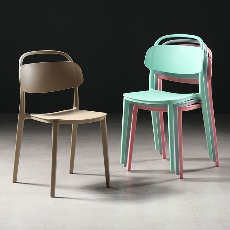 Contemporary Plastic Dining Armless Chair Open Back Dining Side Chair for Kitchen