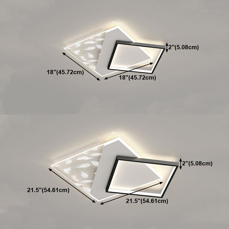 Lampe de plafond de forme carrée de style moderne métal 2 éclairage de plafond clair pour salle à manger