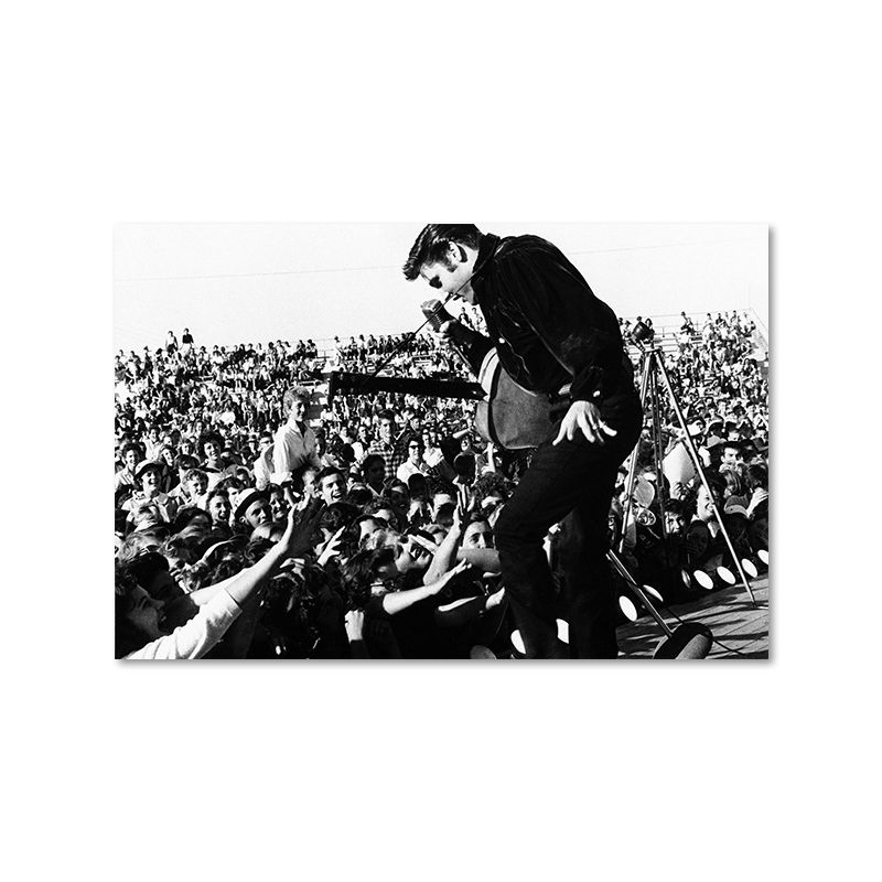 Photographic Elvis Presley Wall Art in Black and White Nostalgic Canvas Print for Home