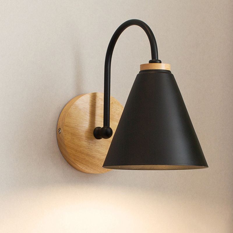 Iluminación de pared de sombra geométrica al estilo de madera simple de lectura de la pared de la pared en blanco y negro