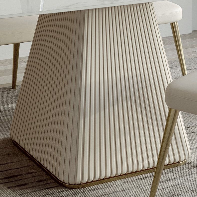 White Dinette Set with Leather Chairs 1/4/5 Pcs Modern Rectangle Dining Table Set