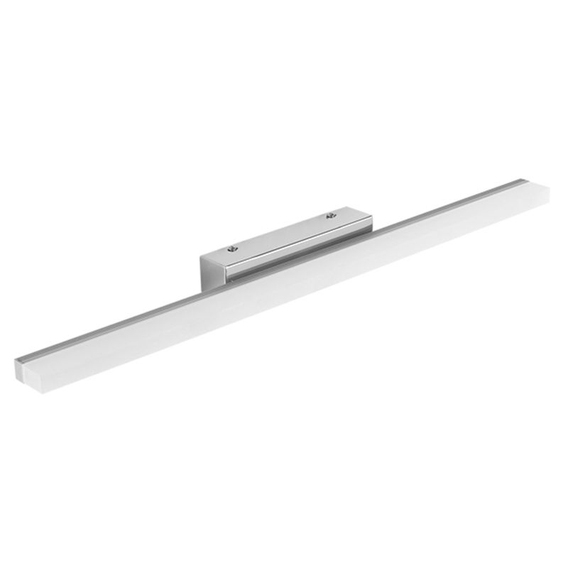 Linear Shape Vanity Light Modern Metal 1 Light LED Mirror Light for Bathroom in Silver