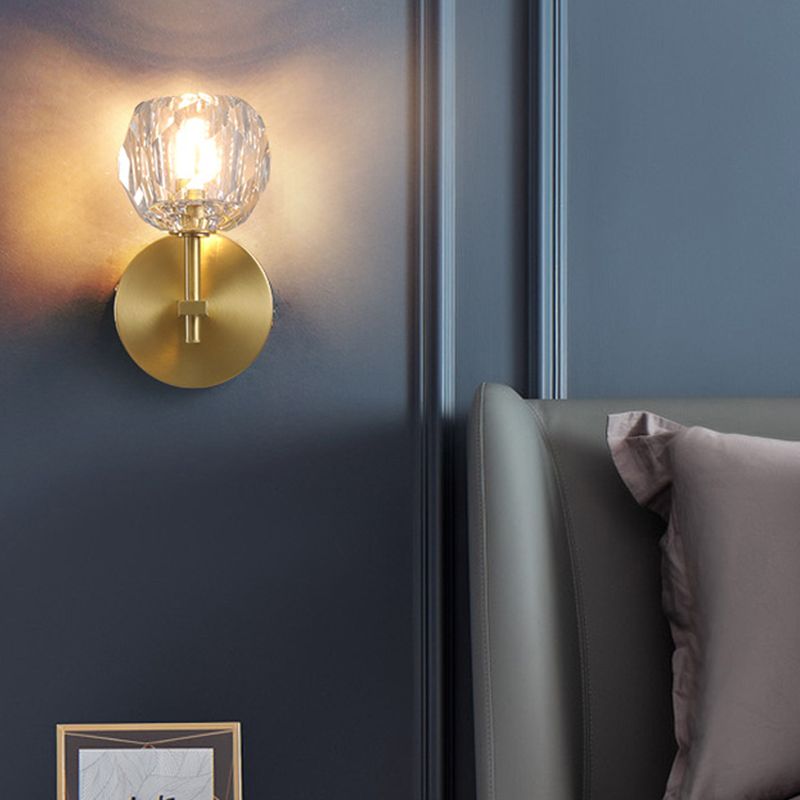 Moderne Messing Wandleuchte Globus Gold Wandleuchten mit Kristall für Schlafzimmer