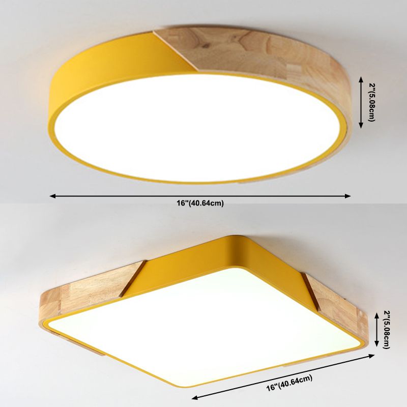 Geometry Shape LED Ceiling Lamp Modern Macaroon Iron 1 Light Flush Mount for Study Aisle