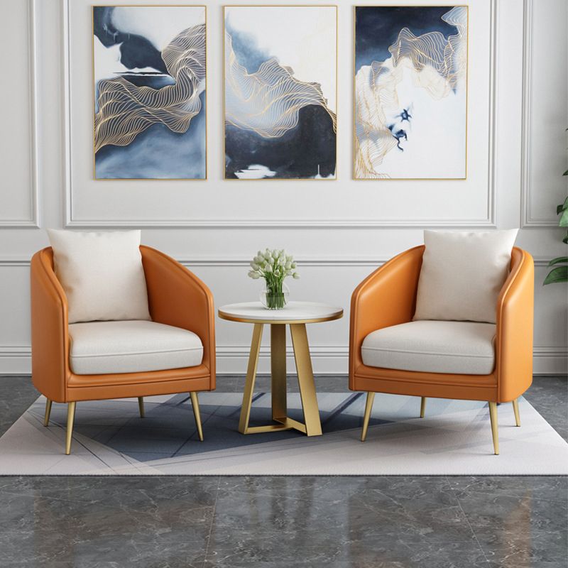 Contemporary Sloped Arm Standard Sofa Tight Back Leather/Velvet Sofa