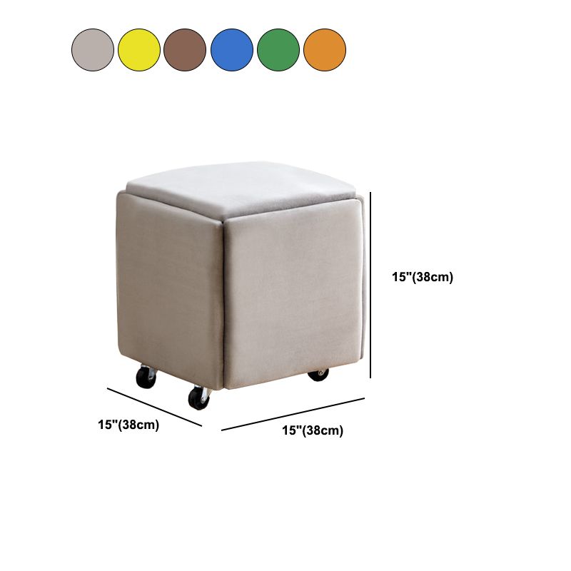 Modern Plain Boucle Ottoman Velvet Square with Storage Target Pouf