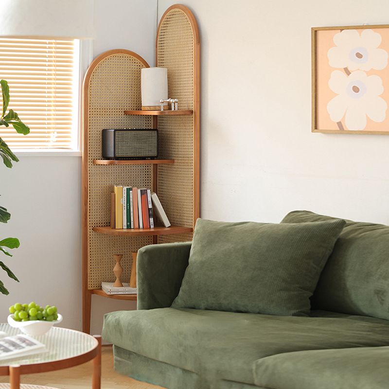 Corner Wooden 4-Tier Shelf Contemporary Bookcase with Shelves