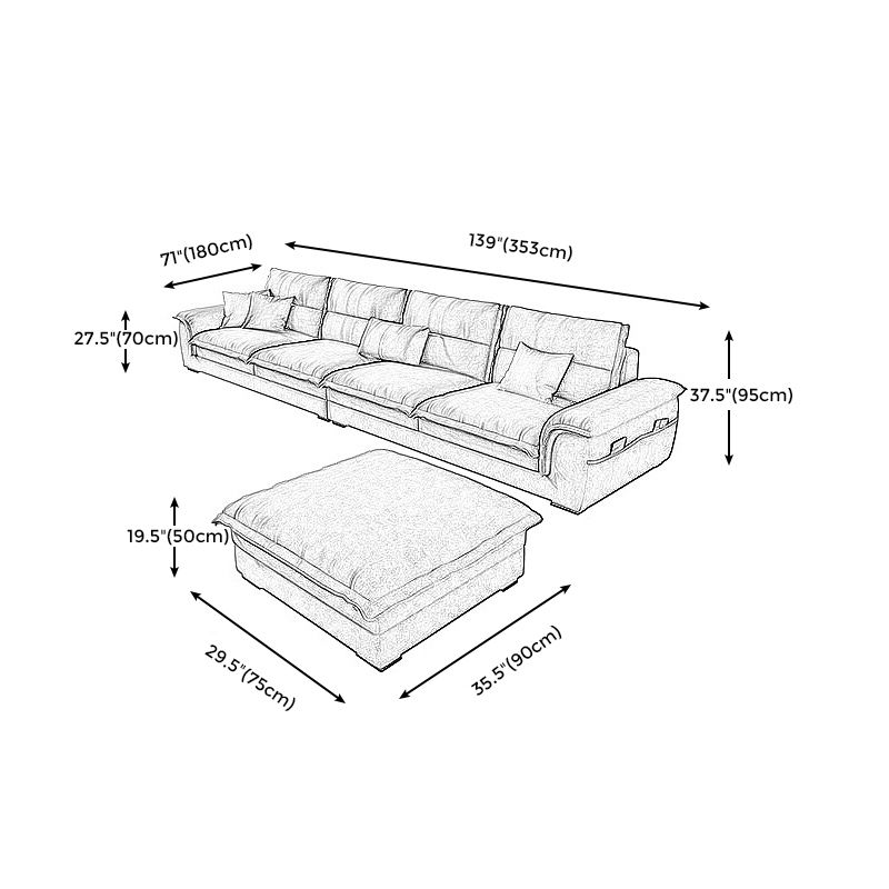 Flared Arm Furniture Sectionals Dark Gray Sofa Sectional with Pillows