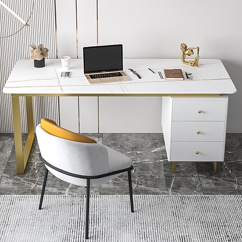 Contemporary Office Desk 23.62" Rectangular Executive Desk with 3-drawer