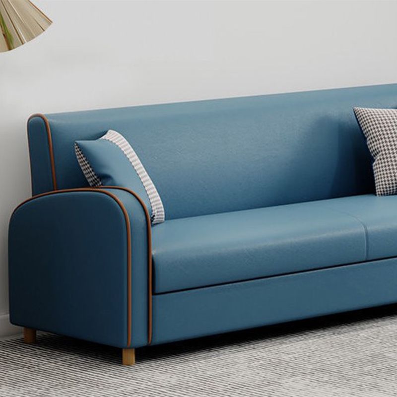 Stain Resistant Faux Leather Sloped Arm Sofa Contemporary Standard Sofa