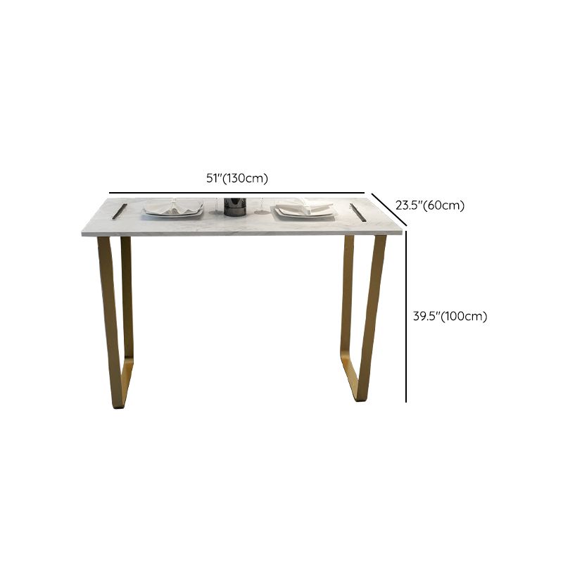 Glam Indoor Bar Dining Table White Marble Rectangle Counter Table