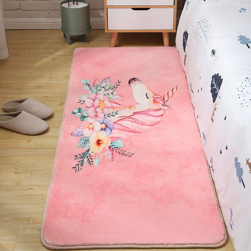 Contemporary Flamingos Print Carpet Polyester Area Rug Non-Slip Backing Indoor Carpet for Bedroom