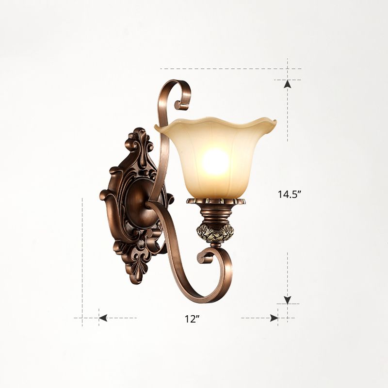Beige glazen schaduw wandlamp landelijke eetkamer muur sconce met schuifarm in koffie
