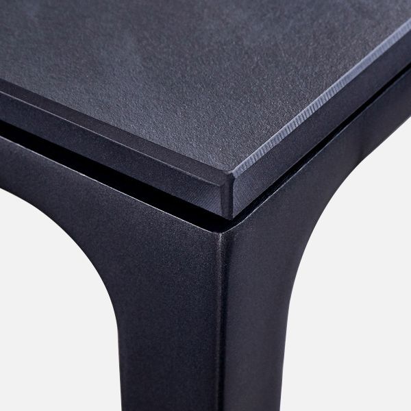 Stone Top Dining Table Rectangle Contemporary Table with 4 Legs in Black