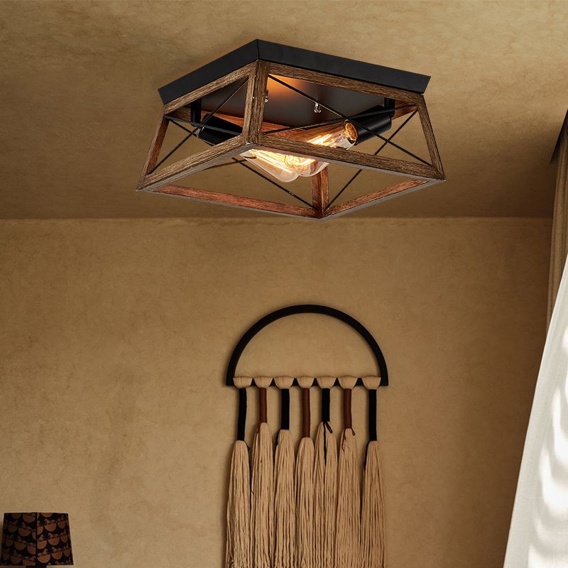 Squared Flush Mount Ceiling Light Industrial Flush Mount Lighting