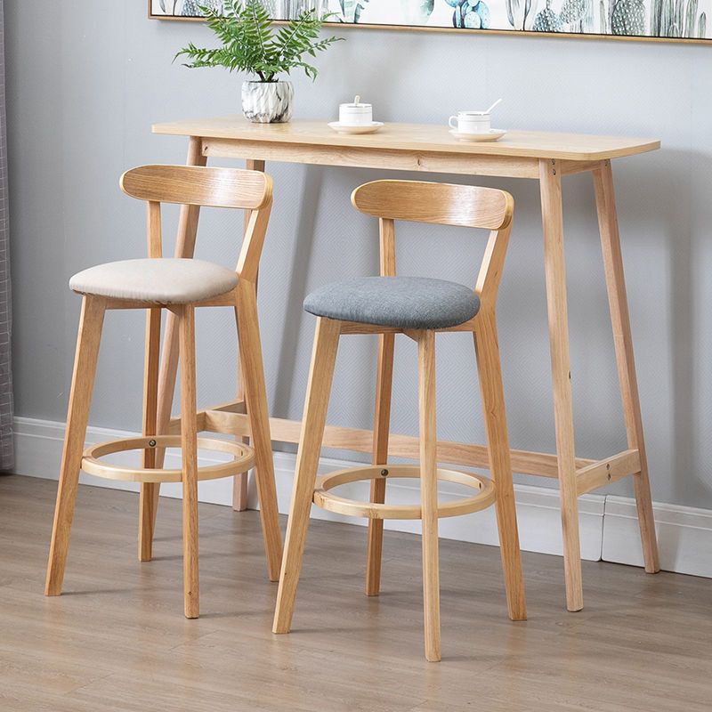 Scandinavian Wood Stool Wood Rectangle Seat Counter Stool in Matte Finish